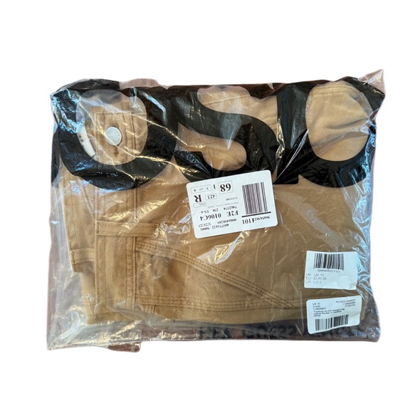 Top Shop co-ord straight leg casual trouser cargo in washed camel size US 6 NWT - Picture 5 of 11